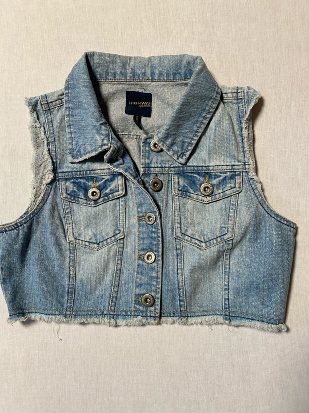 Highway Jeans Light Wash Cropped Denim Vest
